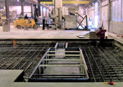 a concrete floor in a factory