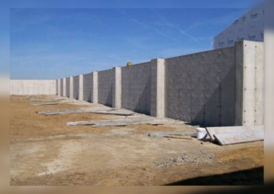 a long shot of a concrete wall